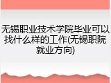 无锡职业技术学院毕业可以找什么样的工作(无锡职院就业方向)