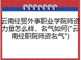 云南经贸外事职业学院师资力量怎么样，名气如何("云南经职院师资名气")