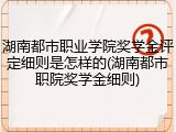 湖南都市职业学院奖学金评定细则是怎样的(湖南都市职院奖学金细则)