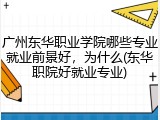 广州东华职业学院哪些专业就业前景好，为什么(东华职院好就业专业)