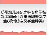 郑州幼儿师范高等专科学校就读期间可以申请哪些奖学金(郑州幼专奖学金种类)