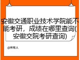 安徽交通职业技术学院能不能考研，成绩在哪里查询(安徽交院考研查询)