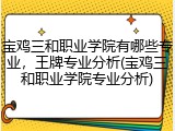 宝鸡三和职业学院有哪些专业，王牌专业分析(宝鸡三和职业学院专业分析)