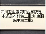 四川卫生康复职业学院是一本还是本科第二批(川康职院本科二批)