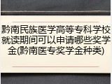 黔南民族医学高等专科学校就读期间可以申请哪些奖学金(黔南医专奖学金种类)