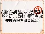 安徽邮电职业技术学院能不能考研，成绩在哪里查询(安邮职院考研查成绩)
