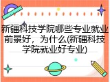 新疆科技学院哪些专业就业前景好，为什么(新疆科技学院就业好专业)