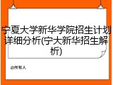 宁夏大学新华学院招生计划详细分析(宁大新华招生解析)