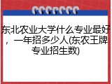 东北农业大学什么专业最好，一年招多少人(东农王牌专业招生数)
