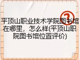 平顶山职业技术学院图书馆在哪里，怎么样(平顶山职院图书馆位置评价)