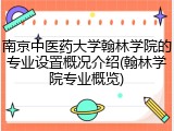 南京中医药大学翰林学院的专业设置概况介绍(翰林学院专业概览)