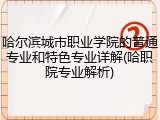 哈尔滨城市职业学院的普通专业和特色专业详解(哈职院专业解析)