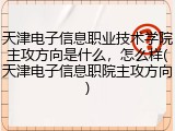 天津电子信息职业技术学院主攻方向是什么，怎么样(天津电子信息职院主攻方向)