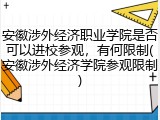 安徽涉外经济职业学院是否可以进校参观，有何限制(安徽涉外经济学院参观限制)