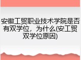 安徽工贸职业技术学院是否有双学位，为什么(安工贸双学位原因)