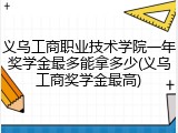 义乌工商职业技术学院一年奖学金最多能拿多少(义乌工商奖学金最高)