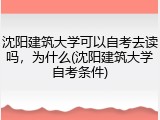 沈阳建筑大学可以自考去读吗，为什么(沈阳建筑大学自考条件)