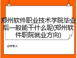 郑州软件职业技术学院毕业后一般能干什么呢(郑州软件职院就业方向)