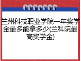 兰州科技职业学院一年奖学金最多能拿多少(兰科院最高奖学金)