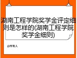 湖南工程学院奖学金评定细则是怎样的(湖南工程学院奖学金细则)