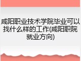 咸阳职业技术学院毕业可以找什么样的工作(咸阳职院就业方向)
