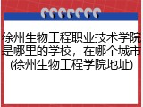 徐州生物工程职业技术学院是哪里的学校，在哪个城市(徐州生物工程学院地址)