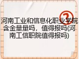 河南工业和信息化职业学院含金量量吗，值得报吗(河南工信职院值得报吗)