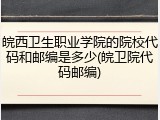 皖西卫生职业学院的院校代码和邮编是多少(皖卫院代码邮编)