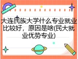 大连民族大学什么专业就业比较好，原因是啥(民大就业优势专业)