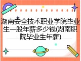 湖南安全技术职业学院毕业生一般年薪多少钱(湖南职院毕业生年薪)
