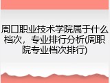 周口职业技术学院属于什么档次，专业排行分析(周职院专业档次排行)