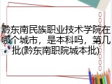 黔东南民族职业技术学院在哪个城市，是本科吗，第几批(黔东南职院城本批)