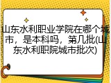 山东水利职业学院在哪个城市，是本科吗，第几批(山东水利职院城市批次)