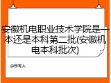 安徽机电职业技术学院是一本还是本科第二批(安徽机电本科批次)