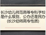 长沙幼儿师范高等专科学校是什么级别，公办还是民办(长沙幼师高专性质)