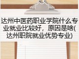 达州中医药职业学院什么专业就业比较好，原因是啥(达州职院就业优势专业)
