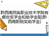 黔西南民族职业技术学院有哪些奖学金和助学金呢(黔西南职院奖助学金)