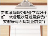 安徽绿海商务职业学院好不好，就业现状及发展趋势("安徽绿海职院就业前景")