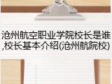 沧州航空职业学院校长是谁,校长基本介绍(沧州航院校)