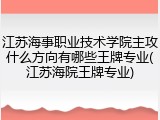江苏海事职业技术学院主攻什么方向有哪些王牌专业(江苏海院王牌专业)