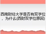 西南财经大学是否有双学位，为什么(西财双学位原因)