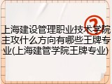 上海建设管理职业技术学院主攻什么方向有哪些王牌专业(上海建管学院王牌专业)