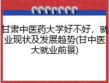 甘肃中医药大学好不好，就业现状及发展趋势(甘中医大就业前景)