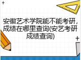 安徽艺术学院能不能考研，成绩在哪里查询(安艺考研成绩查询)