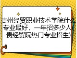 贵州经贸职业技术学院什么专业最好，一年招多少人(贵经贸院热门专业招生)