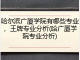 哈尔滨广厦学院有哪些专业，王牌专业分析(哈广厦学院专业分析)