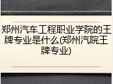 郑州汽车工程职业学院的王牌专业是什么(郑州汽院王牌专业)