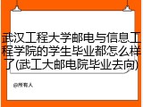 武汉工程大学邮电与信息工程学院的学生毕业都怎么样了(武工大邮电院毕业去向)
