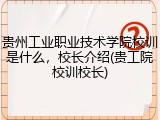 贵州工业职业技术学院校训是什么，校长介绍(贵工院校训校长)