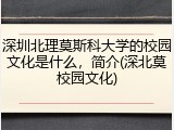 深圳北理莫斯科大学的校园文化是什么，简介(深北莫校园文化)